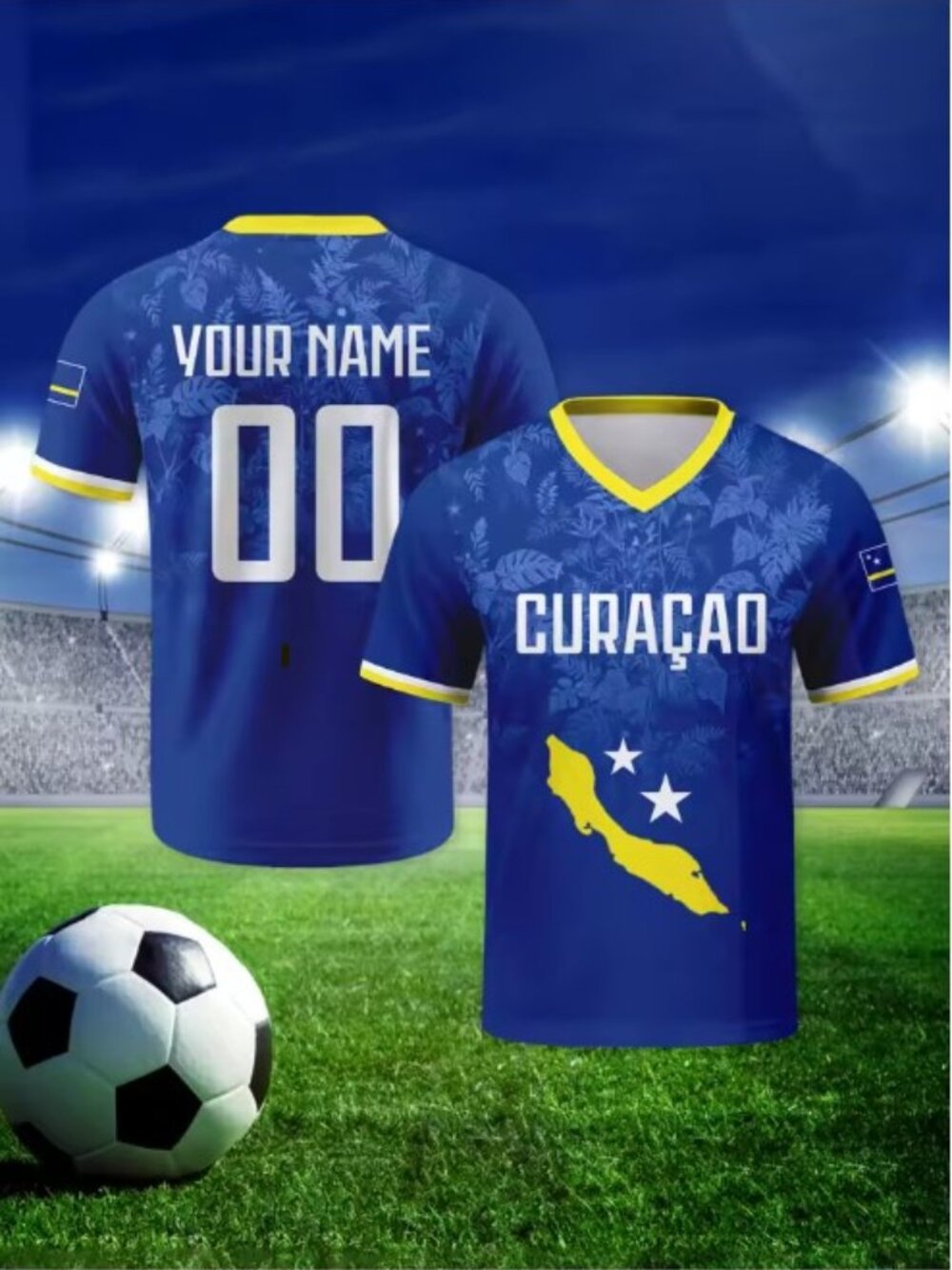 Curacao Football Jersey Personalized with Name Number Breathable V-neck Soccer T
